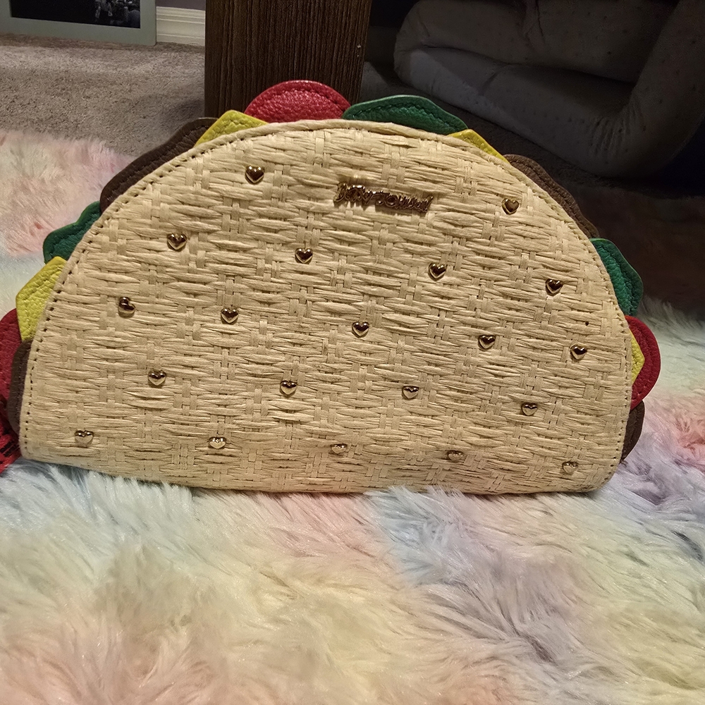 Betsey Johnson Taco Clutch with Multicolor Accents